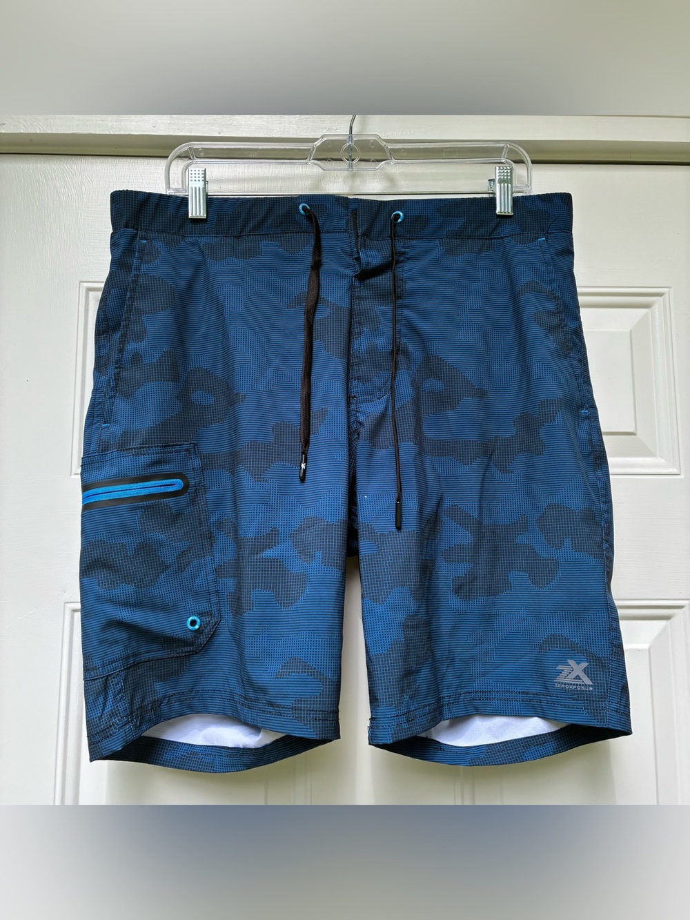 ZEROXPOSUR Swim Trunks Mens Sz M Navy Camo Lined Casual Surf Pockets